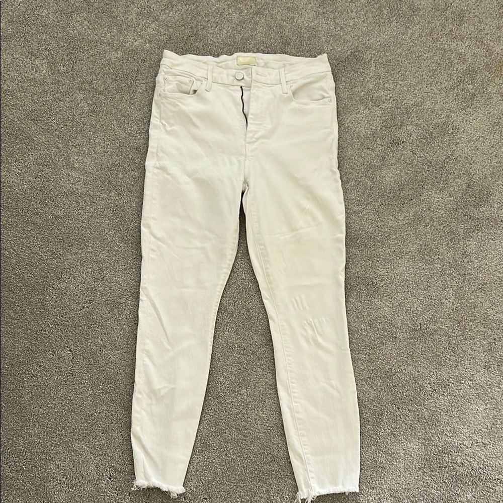 Mother The Locker High Wasted, Ankle Fray Women’s White Jeans